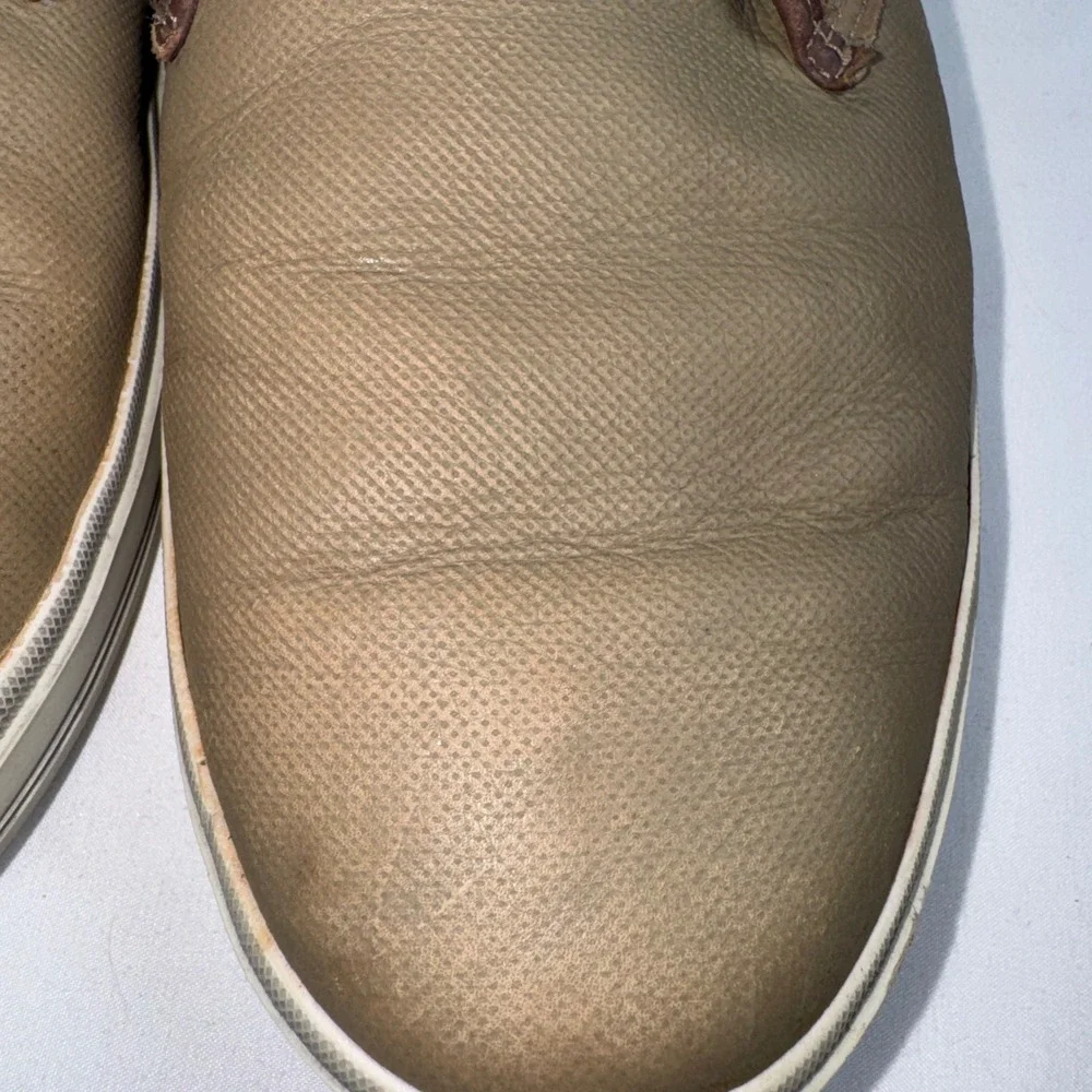 Sebago Mens Frome Glover Plain Toe Taupe Leather Sneakers B140061 Size 10